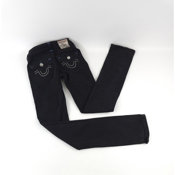 True Religion Denim - True Religion Billie Big T mid-rise Straight skinny Blue Black Women jeans 24